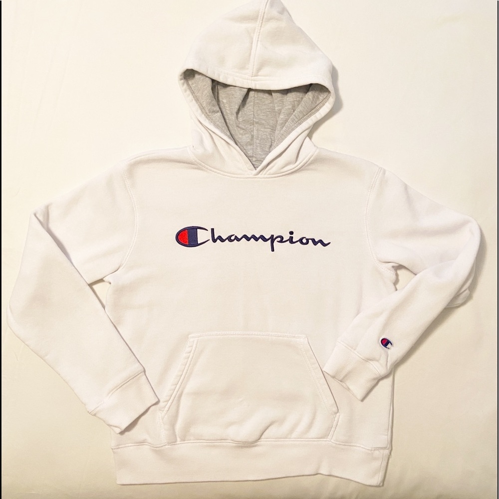 Champion Hoodie Boys Size L White Like New